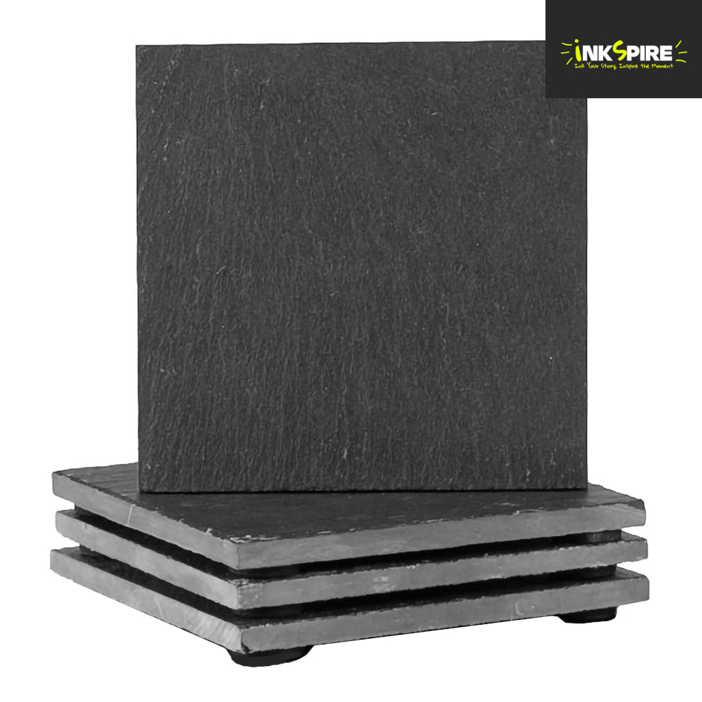 Slate - 4 x Coasters - Natural Edge - 10cm - SQUARE
