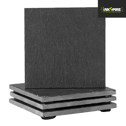 Slate - 4 x Coasters - Natural Edge - 10cm - SQUARE