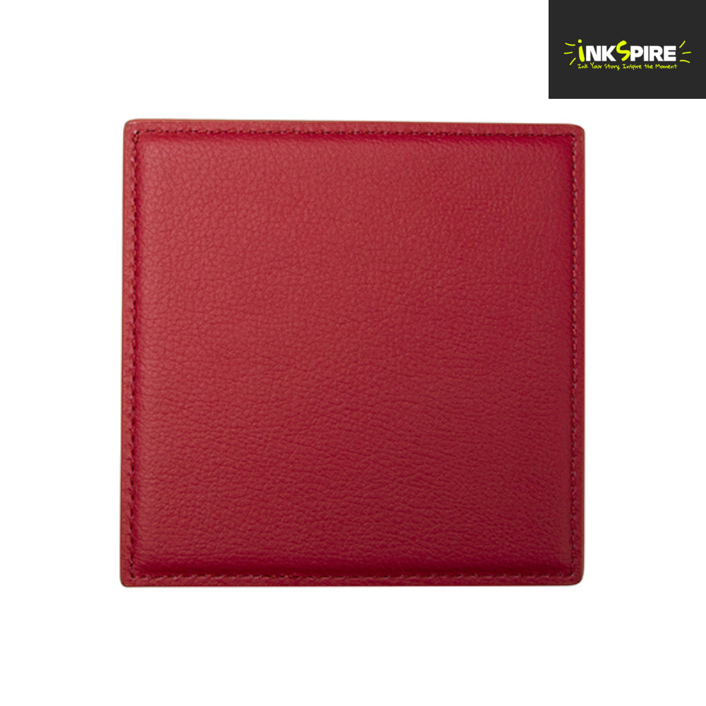 LEATHER - Coaster - SQUARE- 10cm - Red