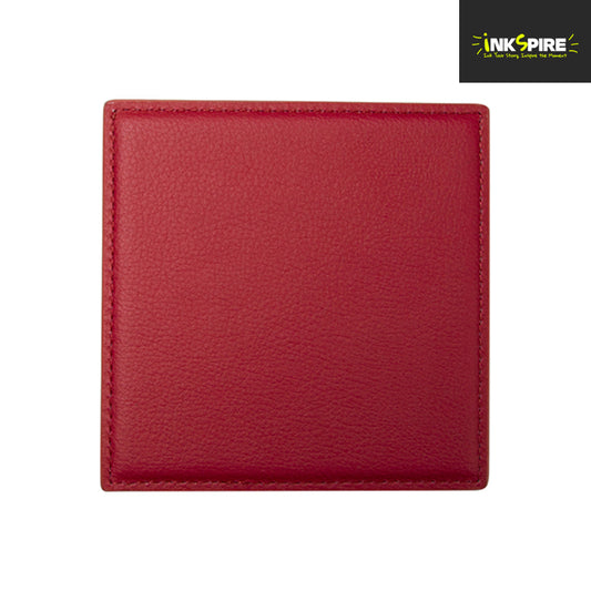 LEATHER - Coaster - SQUARE- 10cm - Red