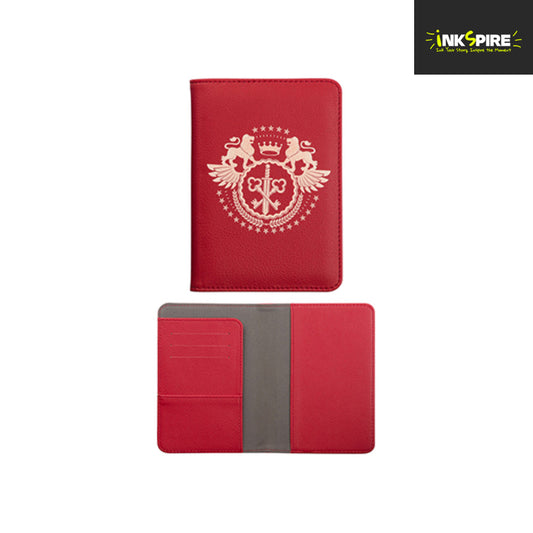 PU LEATHER - Passport Holder -  9cm x 13cm -  Red
