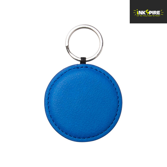 PU LEATHER - Keyring - ROUND - 5cm - Dark Blue