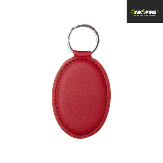 LEATHER - Keyring - OVAL - Red