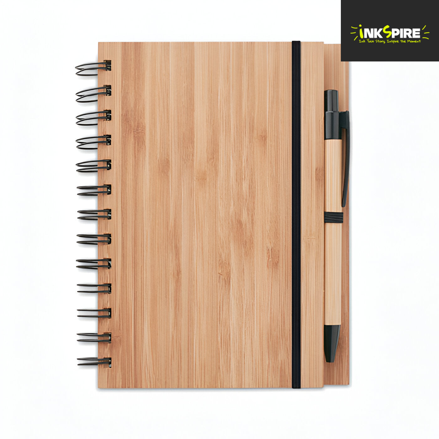 Bamboo Cover Notebook & Pen Set - Twin-Wire