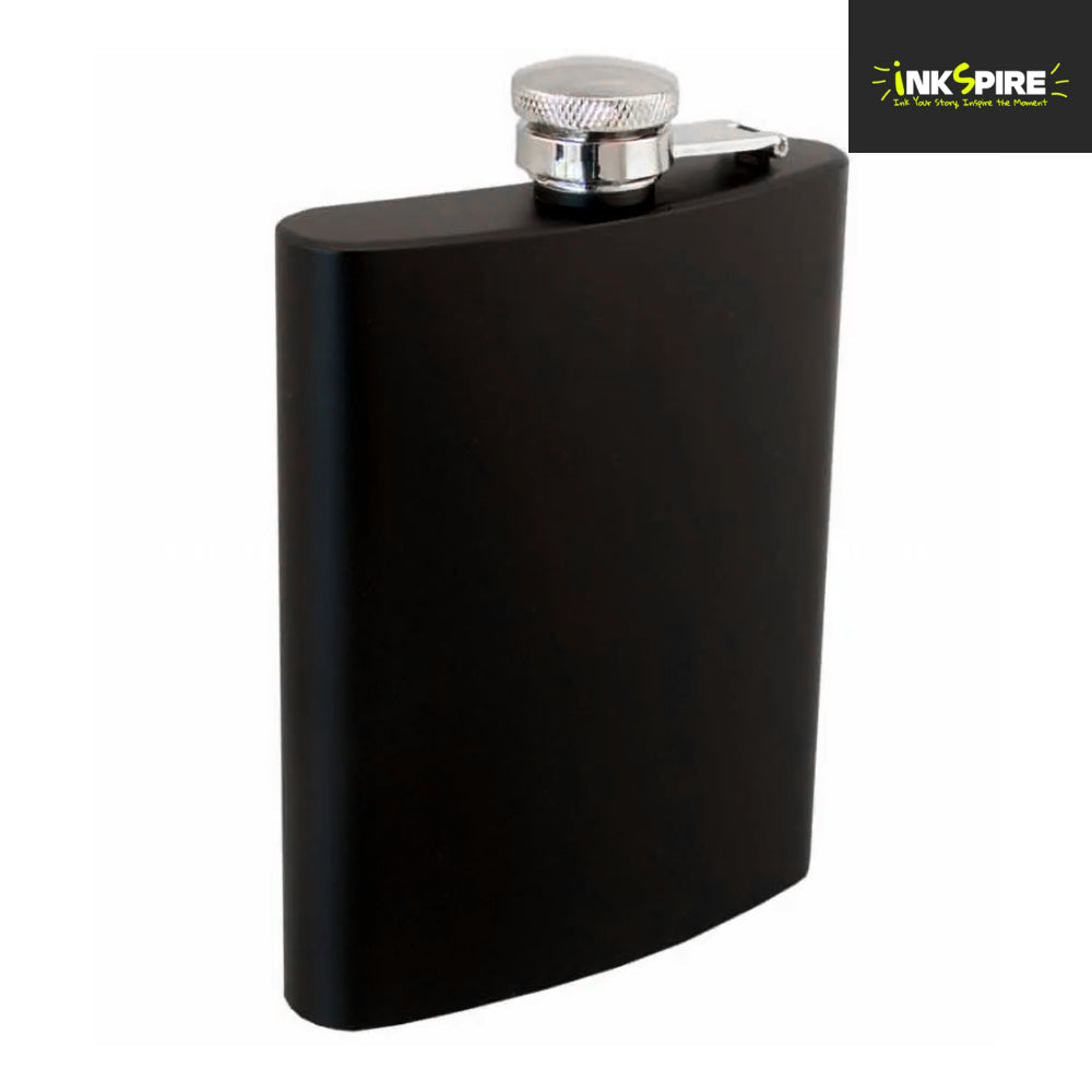 8oz Engravable Stainless Steel Hip Flask - Black