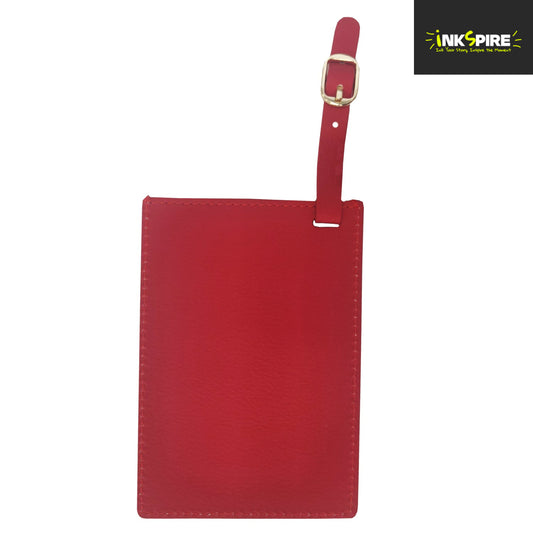 PU LEATHER - Luggage Tag -  7.8cm x 11.4cm - Red