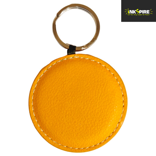 PU LEATHER - Keyring - ROUND - 5cm - Yellow