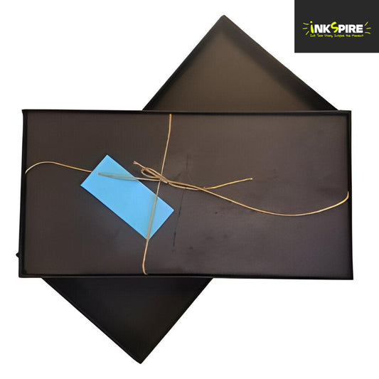 Premium Set of 2 Engravable Slate Large Platter Board 40cm x 20cm in Black Giftbox