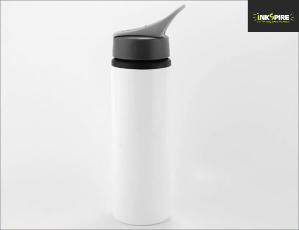 Aluminium Sport Bottle With Straw 750ml - White aluminium