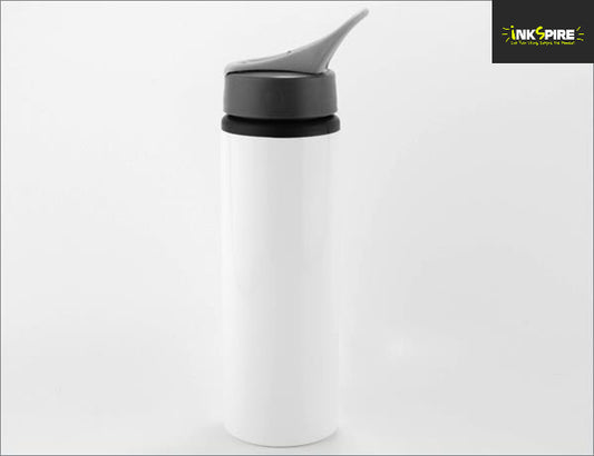 Aluminium Sport Bottle With Straw 750ml - White aluminium