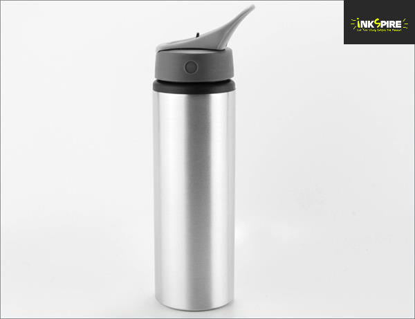 Aluminium Sport Bottle With Straw 750ml - Silver aluminium