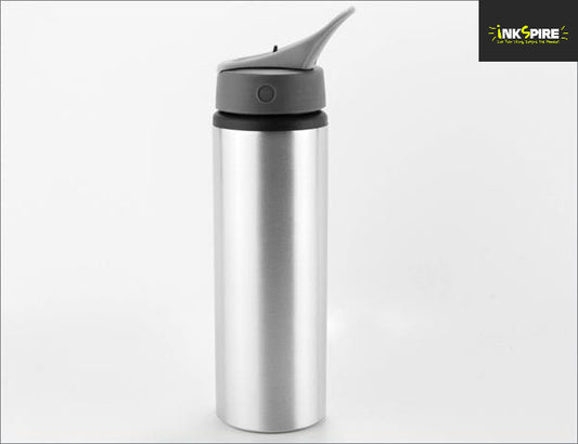 Aluminium Sport Bottle With Straw 750ml - Silver aluminium