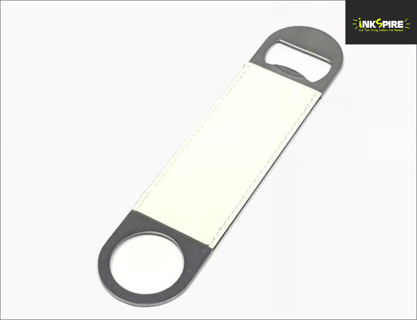 Bottle Opener Leatherette - White stainless-steel 178x40mm