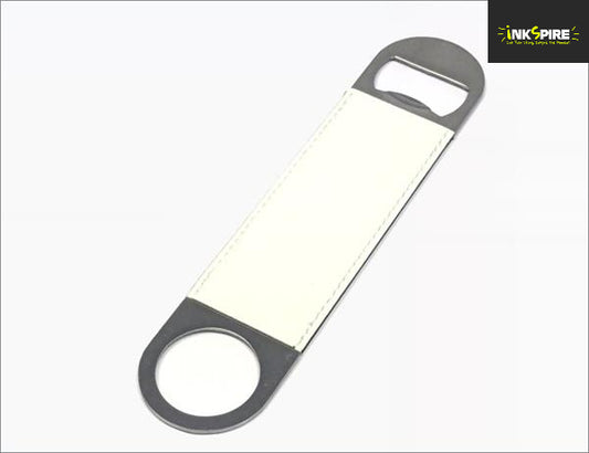 Bottle Opener Leatherette - White stainless-steel 178x40mm