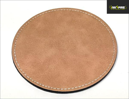 Coaster Round Leatherette (10 Pack) - Pink leatherette 100x100mm